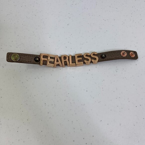 Fearless Bracelet BCBGeneration Rose Gold‎ Brown Cuff Faux Leather Pink - Picture 1 of 7